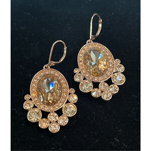 Women's Drop Earrings One Size rose Gold w/champagne rhinestones